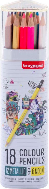Image du produit Bruynzeel Buntstifte Dose Metallic & Neon, 18 Farben (Multicolore, 18 x)