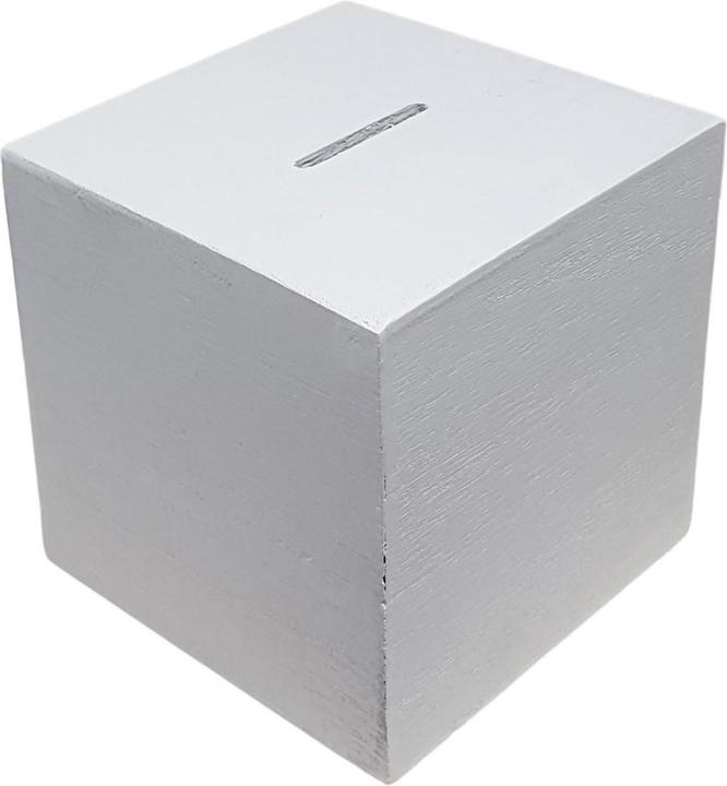 Actual product image Playwood Wooden money box square white (8.5 x 8.5 x 8.5 cm)