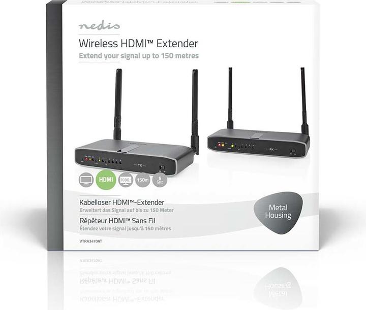 Immagine prodotto Nedis Wireless HDMI ™ Trasmettitore | WLAN | 5,15 - 5,85 MHz | 100,0 m (linea di vista) | Risoluzione (0.08 m, HDMI)