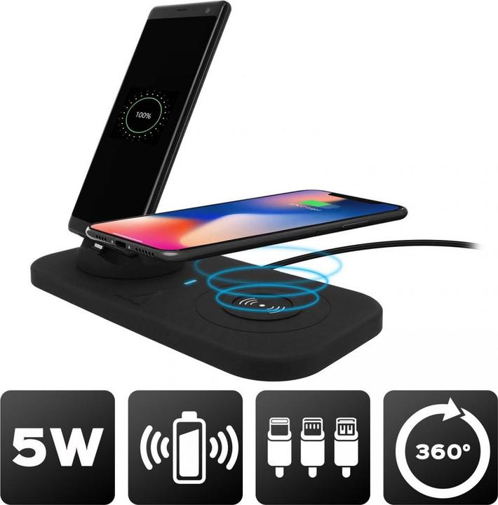 Actual product image Akashi USB-C / Lightning / Micro-USB / QI 4-in-1 charging station (10 W)
