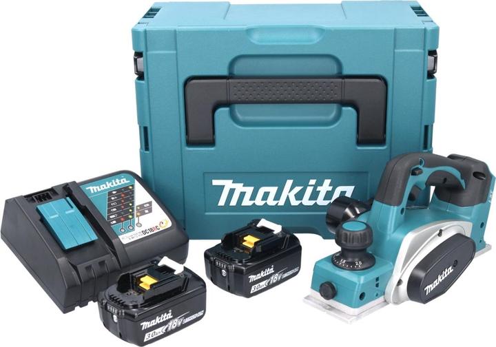 Actual product image Makita DKP 180 RFJ Battery Planer 18 V 82 mm + 2x Battery 3,0 Ah + Charger + Makpac