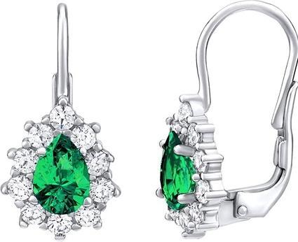 Silvego Silver earrings with green Swarovski stone Created Stones SILVEGO31866G