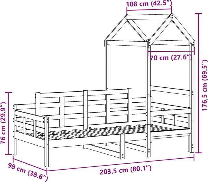 Produktbild VidaXL Tagesbett mit Dach (90 x 200 cm)