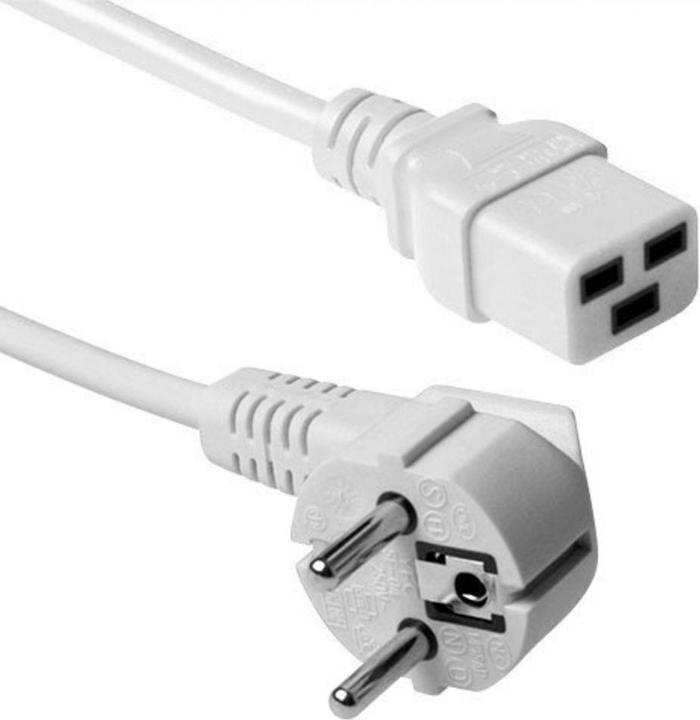 Image du produit Cordon d'alimentation connecteur CEE 7/7 mâle (angle) - C19 blanc 0.6 m (0.60 m)