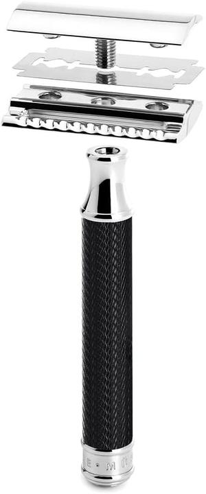 Actual product image Mühle Shaving set, 3-piece, shaving brush with silver-tip badger point, HANDCRAFT, safety razor (closed