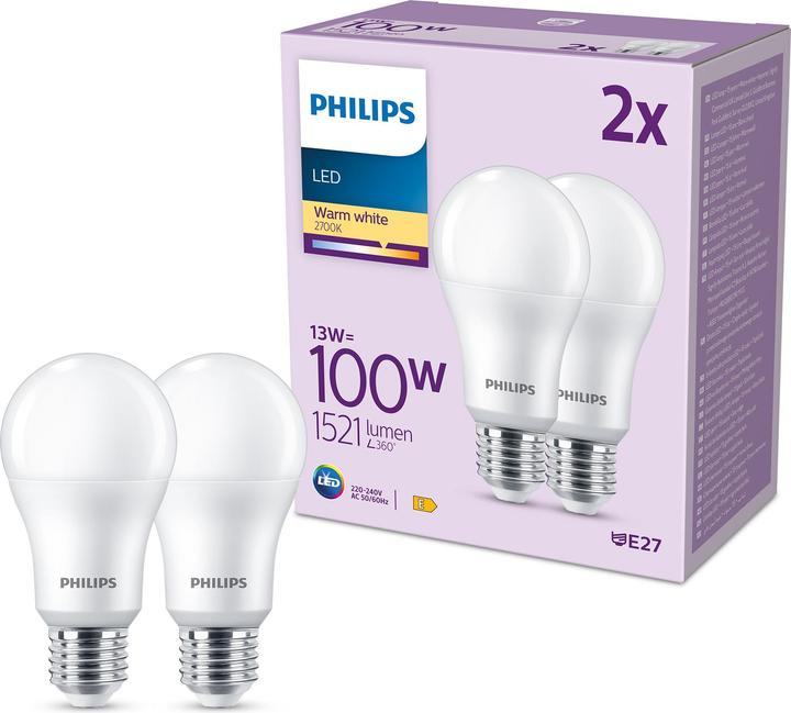 Produktbild Philips Bulbs (E27, 13 W, 1521 lm, 2 x, E)