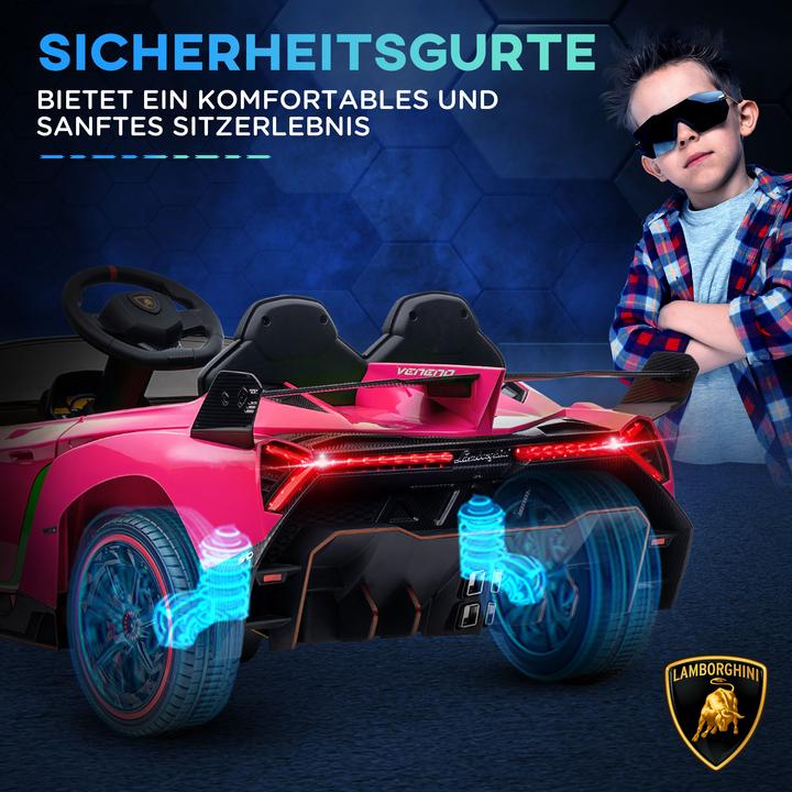 Actual product image Swisshandel24 Lamborghini Kinderauto, pink, Fernbedienung, Bluetooth, 30kg Belastbarkeit (12 V)
