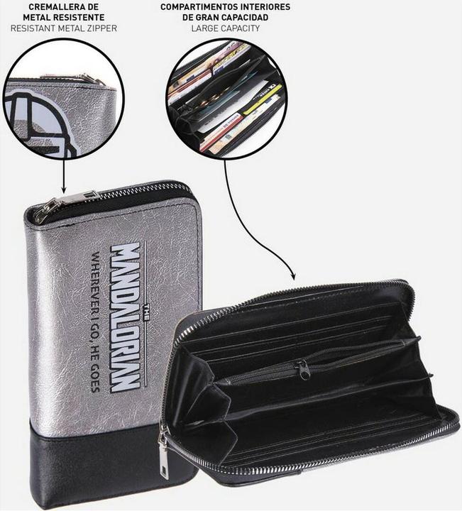 The Mandalorian ticket box simili cuir, gris