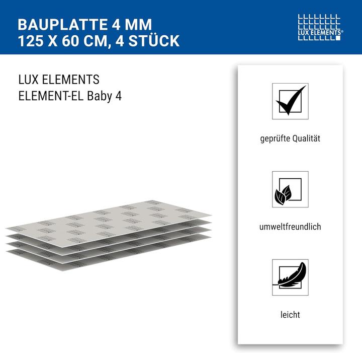Actual product image Lux elements Building board 4mm, 125x60cm, 4 pieces (4 pcs.)