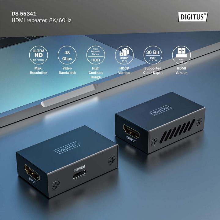 Actual product image Digitus HDMI repeater, 8K/60Hz