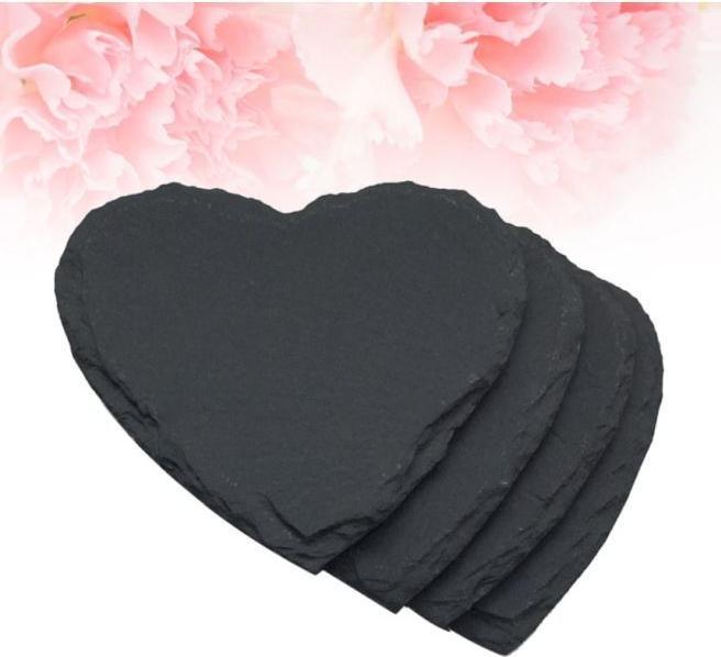 Actual product image MU Style Slate Coaster in Heart Shape (4 x, Glass coaster)