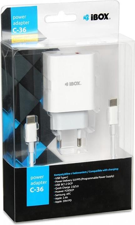 Actual product image iBox Travel charger I-BOX C-36 PD20W white (20 W)