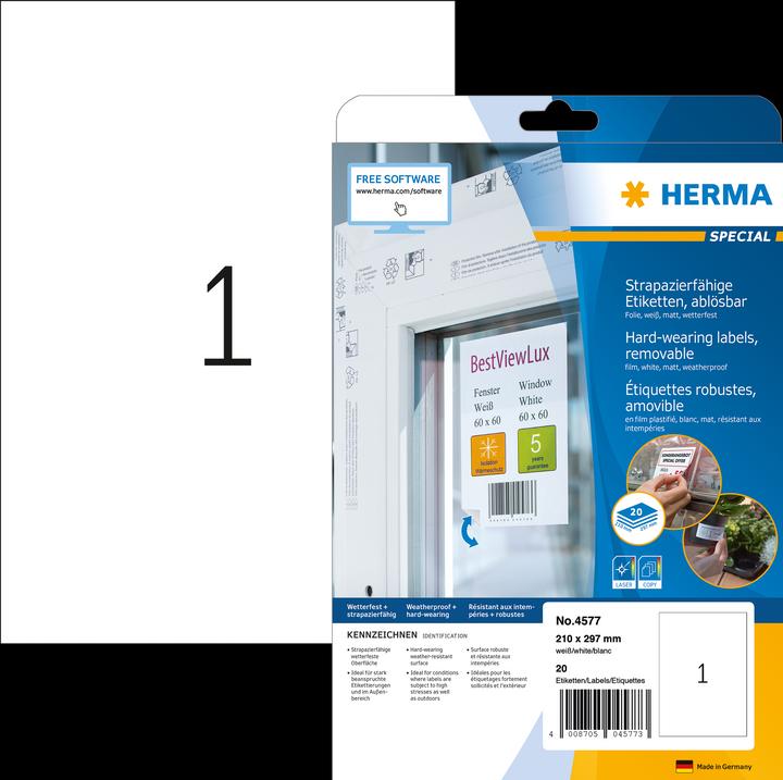 Actual product image HERMA Weatherproof labels A4 removable