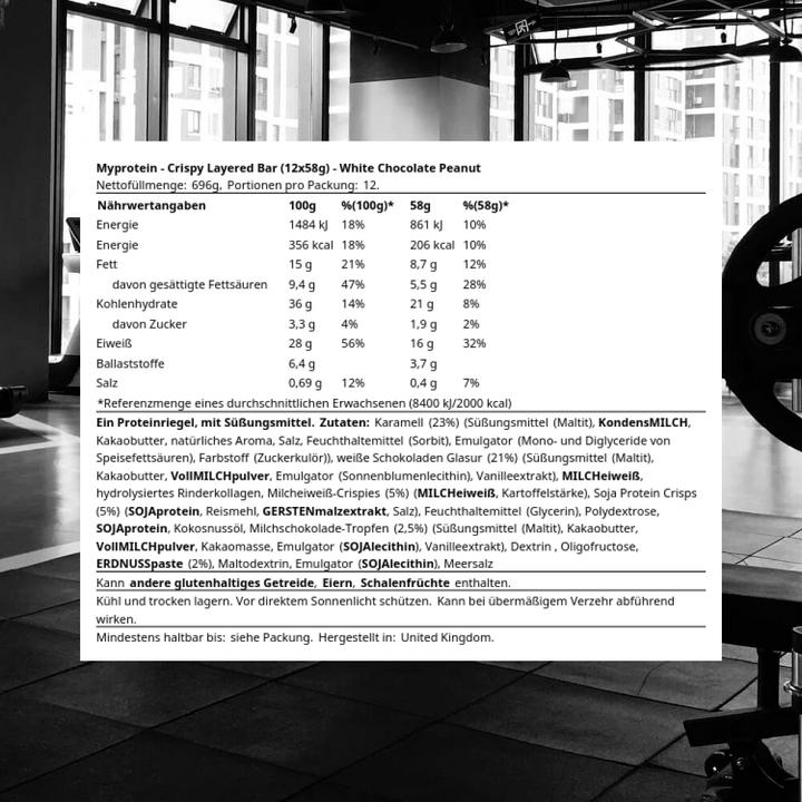 Produktbild MyProtein My Protein Crispy Layered Bar (12 X 58G) (Weisse Schokolade, 1 Stk., 696 g)