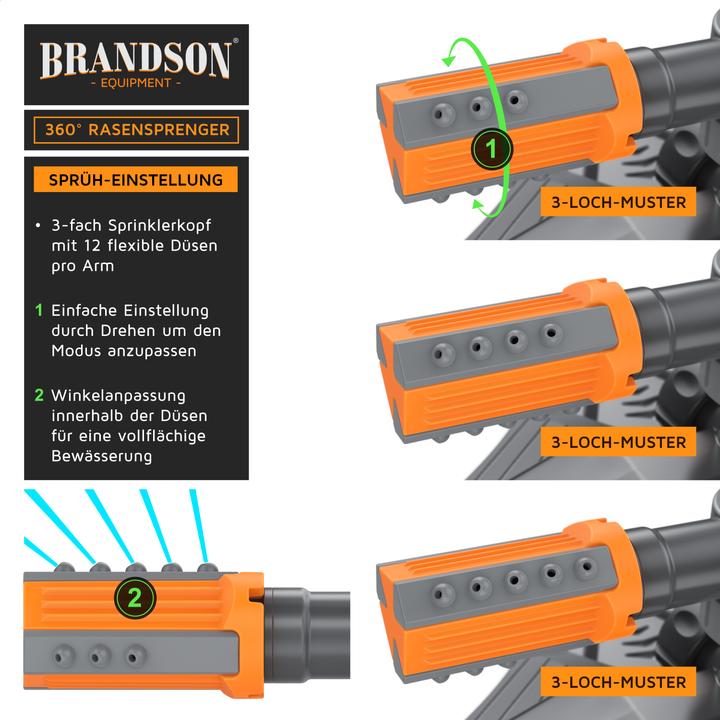Produktbild Brandson Kreisregner, 360° Rasensprenger, 3 Arm, Garten Sprinkler, Bewässerungssystem, Gardena kompatibel (Kreisregner)