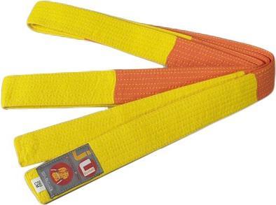 Actual product image Ju-Sports Budo belt yellow/orange "Two Tone