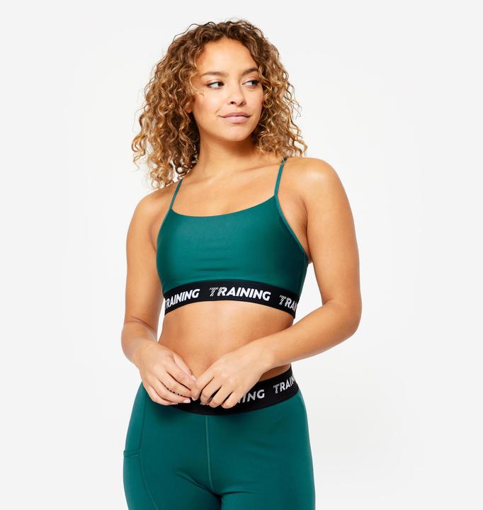 Image du produit Decathlon Soutien-gorge de sport Bustier Femme fines bretelles croisées - turquoise (XL)