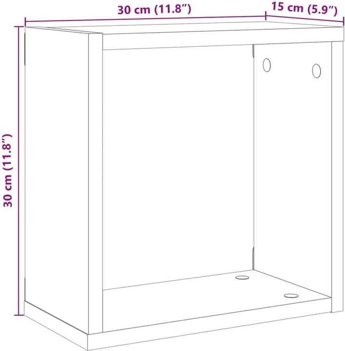 Immagine prodotto VidaXL Wandregal Hängeregal Regalwürfel Cube Lounge CD Regal 4Stk. Artisan-Eiche (30 x 15 x 30 cm)