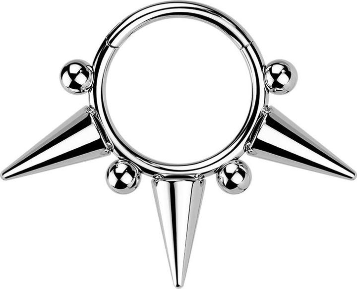 Star Piercing Micro Segmentring klappbar silber Cone und Kugeln (Chirurgenstahl 316L)