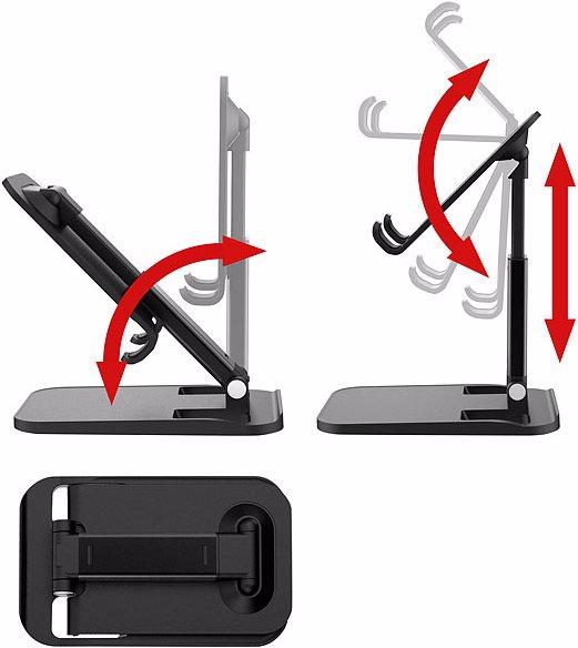 Image du produit Pearl Support universel pliable pour smartphone et tablette, réglable
