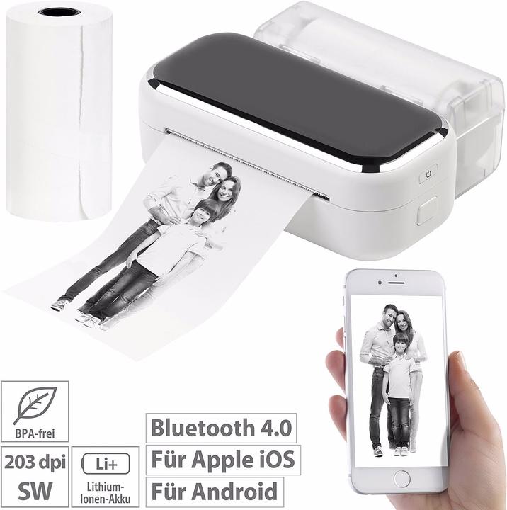 Produktbild Callstel 2-mal: Mobiler XL Akku-Foto-Thermodrucker, Android, iOS, Bluetooth, App, 80mm