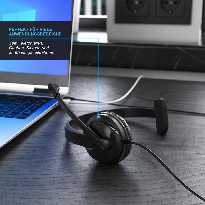 Produktbild CSL Mono-Headset On-Ear mit Mikrofon, PC-Bürokopfhörer, 3,5 mm Klinke, große Ohrpolster, Freisprecheinri (Kabelgebunden)
