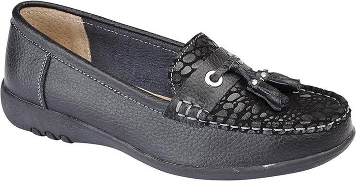 Actual product image Boulevard Extra wide reptile print tassel shoes (36)