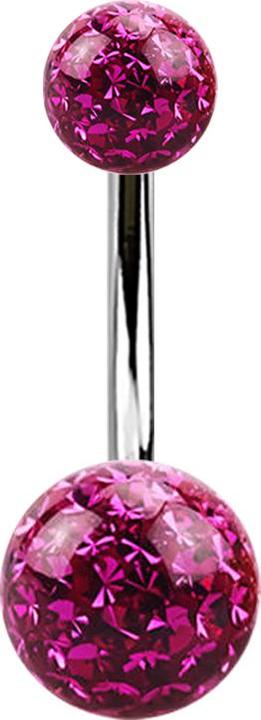 Produktbild Star Piercing Banane silber mit zwei Kristall Kugeln fuchsia Epoxy Schutzschicht (Titan G23, ohne Messing)