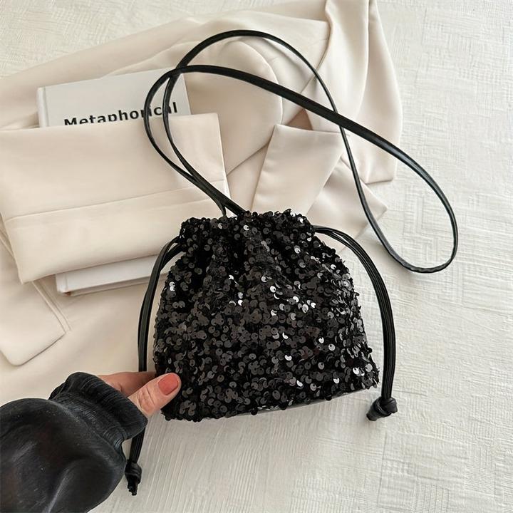 Only-Bags.Store Bunte Sparkle Glitter Pailletten leichte Eimer Tasche, stilvolle Strasse Pendler Stil weiche