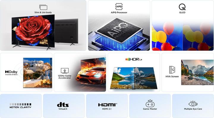 Actual product image TCL P7 65P7K, 165.1 cm (65"), 3840 x 2160 pixels, QLED, Smart TV, Wi-Fi, Metallic (65", QLED, 4K)