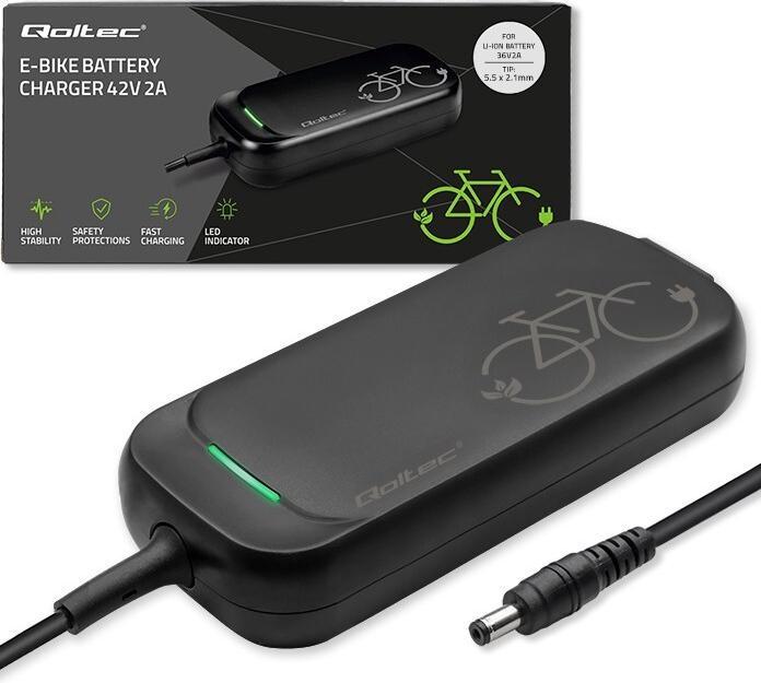 Immagine prodotto Qoltec Ladegerät für E-Bike 36V 42V 2A 5.5x2.1 (Batteria E-Bike)
