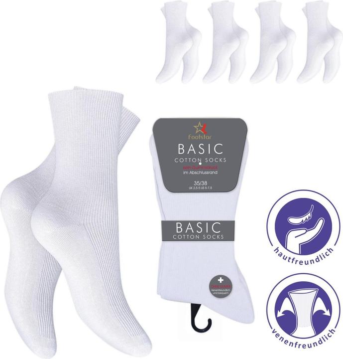 Image du produit Cocaine Socks footstar Basic 39/42, Weiss (ohne Gummibund) - Damensocken (paquet de 8, 39 - 42)