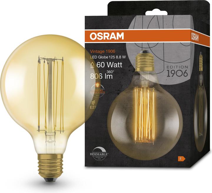 Produktbild Osram Vintage 1906 Led Classic Slim Filament Globe (E27, 8.80 W, 806 lm, 1 x, F)