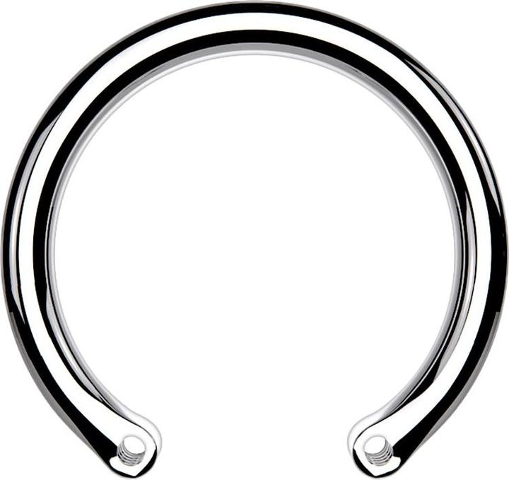 Image du produit Star Piercing Barre Circular Barbell argentée avec deux trous filetés de 0,8 mm (sans laiton, Titane G23)