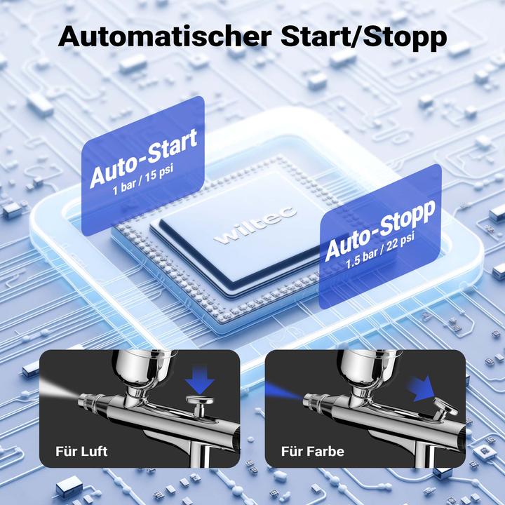 Actual product image Wiltec Compressor accessories set 2.8 bar airbrush set 12V compressed air air brush