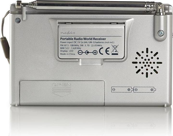 Actual product image Nedis World Radio | Portable version | AM / FM / SW | Battery-powered / mains power supply | Dig (AM, FM, KW)