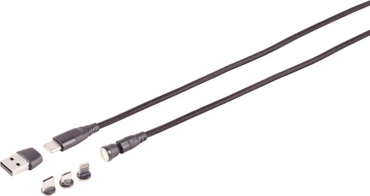 Image du produit Shiverpeaks S/CONN maximum connectivity Câble magnétique USB-C, 6in1, 540°, PD 7 broches, 60W, noir, 1m (1 m, USB 3.2 Gen 2)