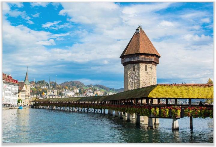 Image du produit Trenddeko Pont en bois à Lucerne (60 x 40 cm)