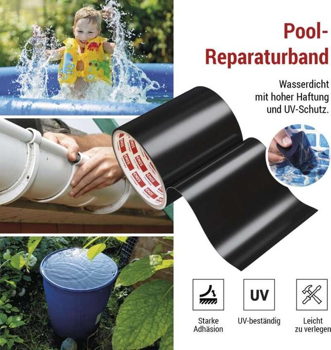 Immagine prodotto Emos Nastro di riparazione per piscine, 1 m x 100 mm, nero (100 mm)