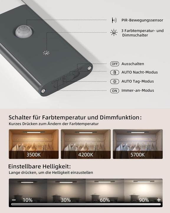 Produktbild Ezvalo Kabellose LED-Unterbauleuchten mit Bewegungsmelder