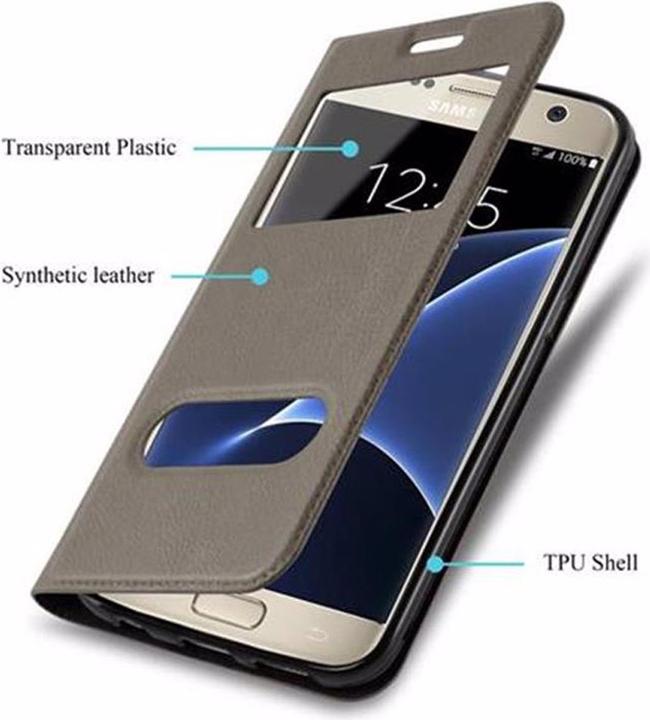 Actual product image Cadorabo Book with View double window cover (Samsung Galaxy S7)