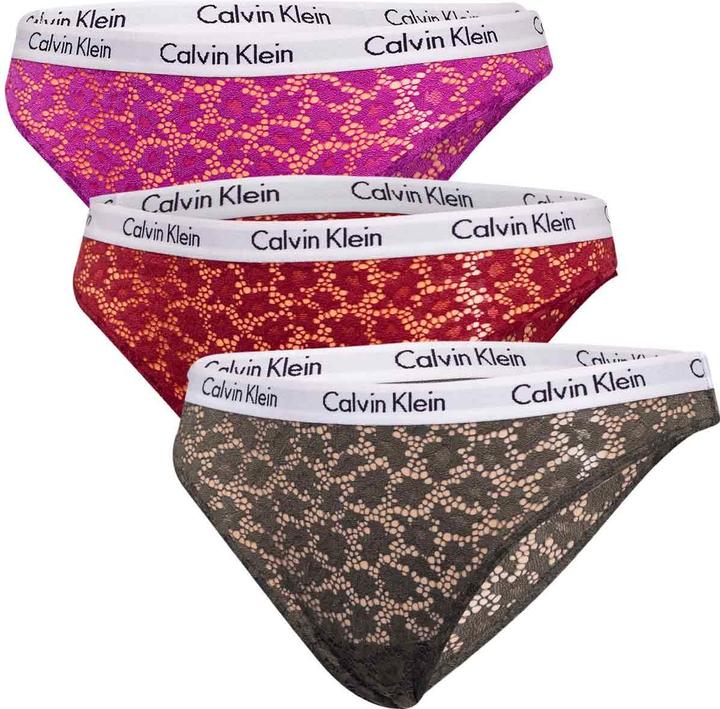 Actual product image Calvin Klein Ladies Brazilian 3Pk Underwear, Intense Plum/RED Carpet/Olive, S (S, pack of 3)