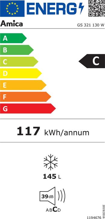 Energy Label Amica Gefriergerät (Stand-alone, 145 l)