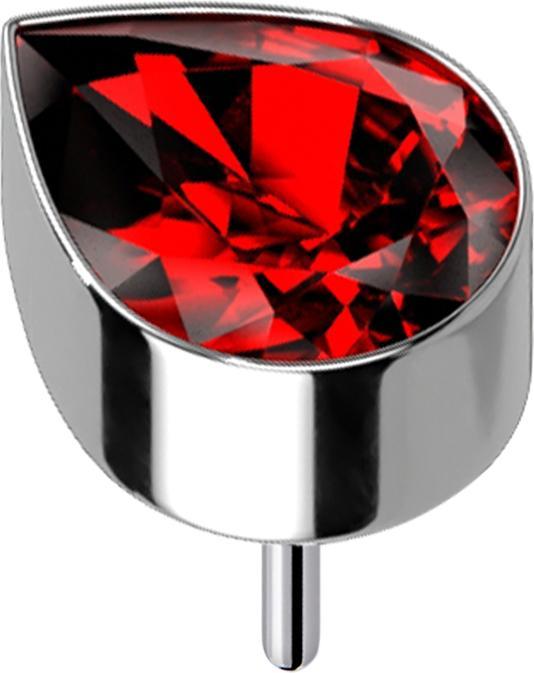Image du produit Star Piercing Threadless argent avec goutte de cristal rouge (Titane G23, sans laiton)