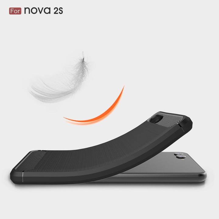 Produktbild König Design Hülle Handy Schutz für Huawei Nova 2s Case Cover Bumper Carbon Optik TPU Schwarz (Huawei Nova 2S)