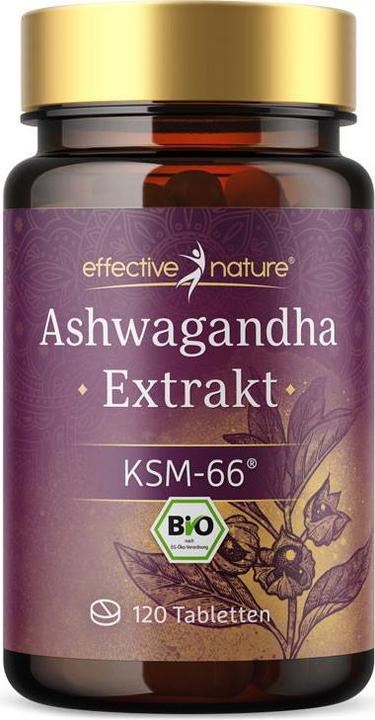 Effective Nature Estratto di Ashwagandha biologico KSM-66 (120 Pezzo/i, Pillole, 36 g)