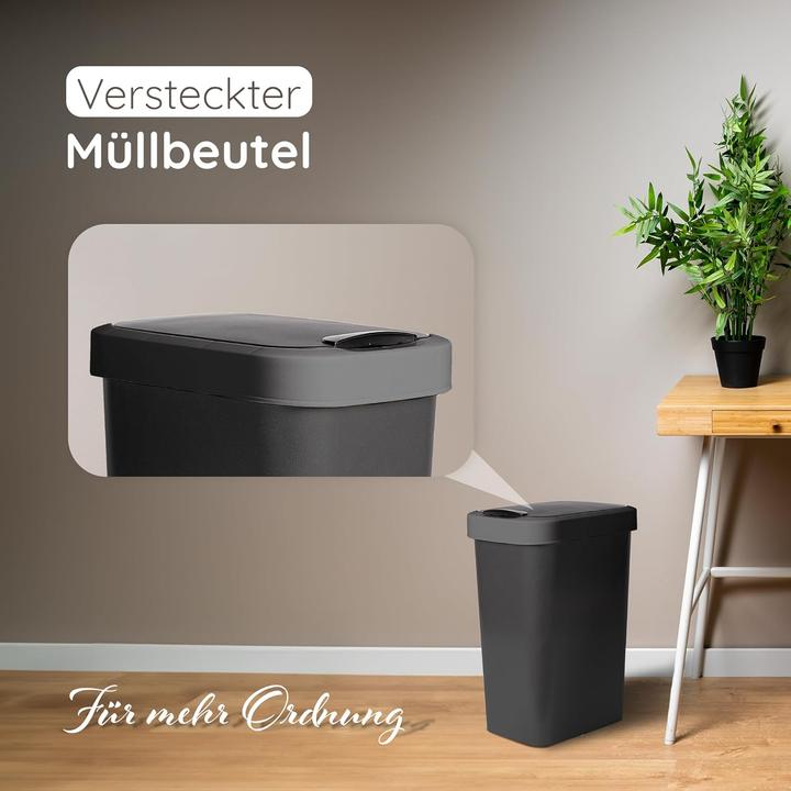 Produktbild Novaliv 2 Stück Mülleimer 50L mit 2in1 Deckel, Klappdeckel & Schwingdeckel, Stilvoller Anti-Geruch A (50 l)