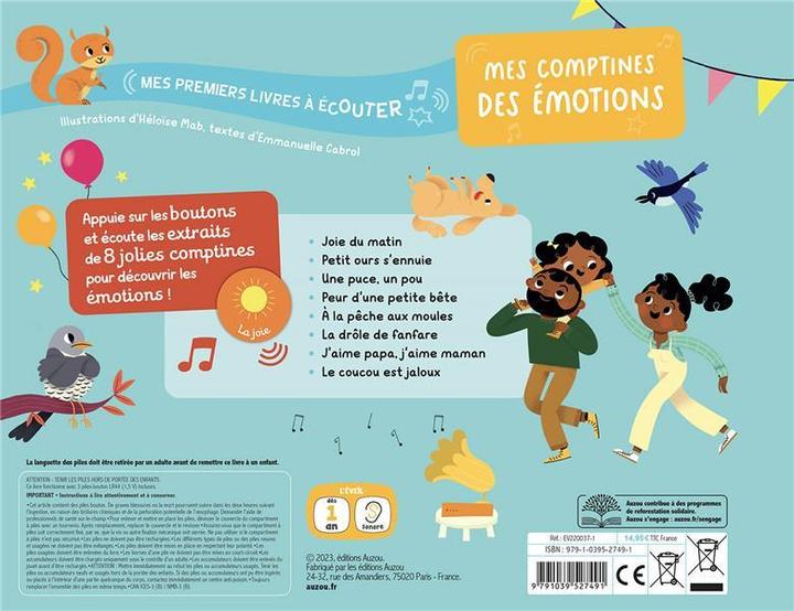 Produktbild Auzou France Mes comptines des émotions (Französisch, Cabrol Emmanuelle, Mab Héloïse, 2023)