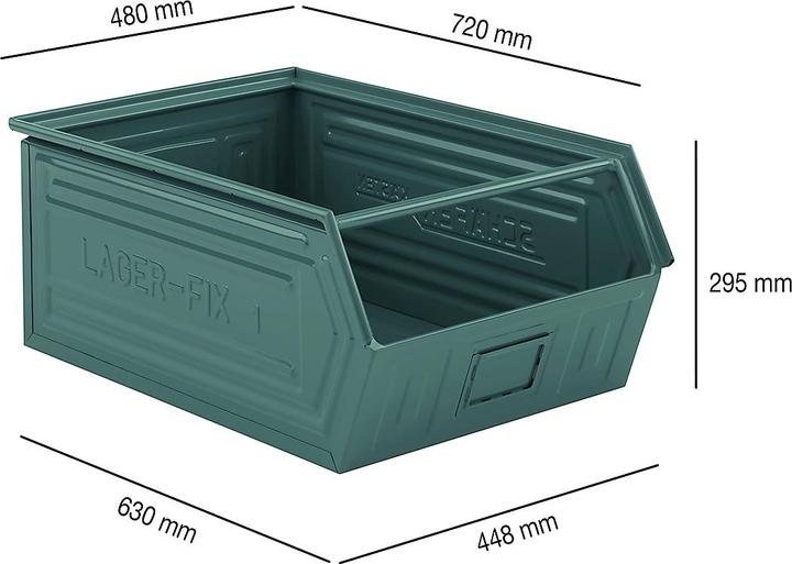 Actual product image Schäfer Shop Open fronted storage bin with carrying bar SSI Schäfer LF 14/7-1, steel, L 720 x W 480 x H 295 mm