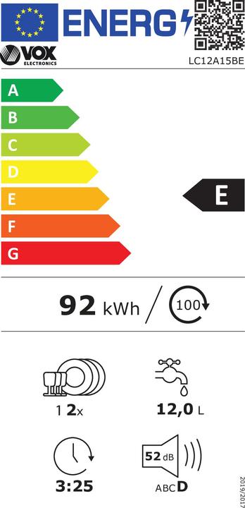 Energy Label Vox Geschirrspüler LC 12A15B E
